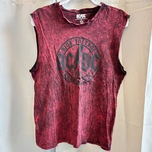 ACDC Mens M High Voltage Rock n Roll Acid Wash Sleeveless T-Shirt Grunge 19945